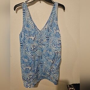 Lilly Pulitzer Blue and White Patterned Tank Top